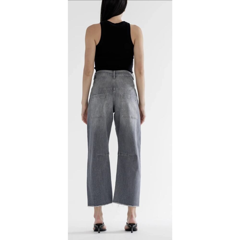 NWT Mica Denim Super High Barrel Wide Leg Ankle Jeans Grey Sz 28 Pockets Preppy - Picture 4 of 15